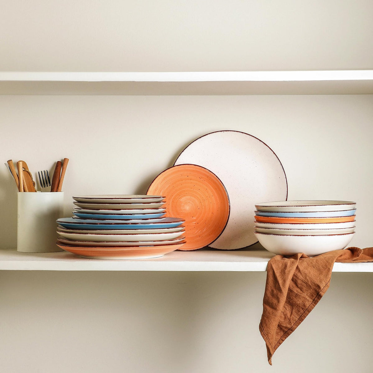 Okate Ceramic Dinner Plates – Set of 6, 10.5 Inch, Blue