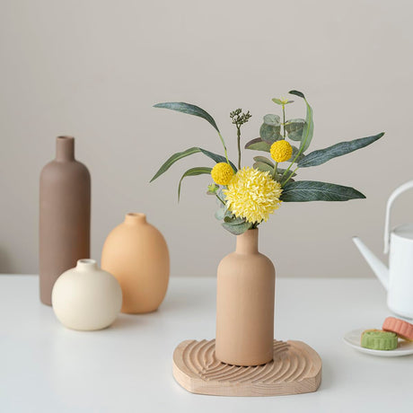 Okate Modern Ceramic Vase Set of 4 – Neutral Colors, Coffee Mix