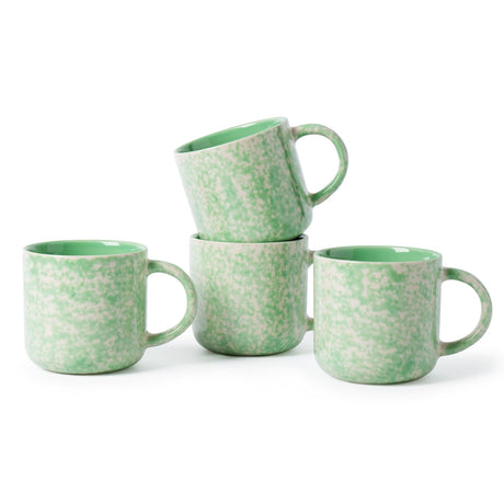 Okate 12oz Ceramic Coffee Mugs – Set of 4, Green