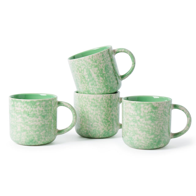Okate 12oz Ceramic Coffee Mugs – Set of 4, Green