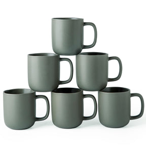 Okate 14oz Ceramic Coffee Mugs – Set of 6, Reactive Glaze