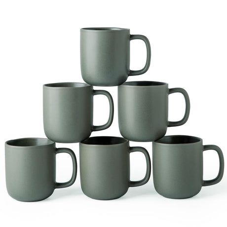 Okate 14oz Ceramic Coffee Mugs – Set of 6, Reactive Glaze