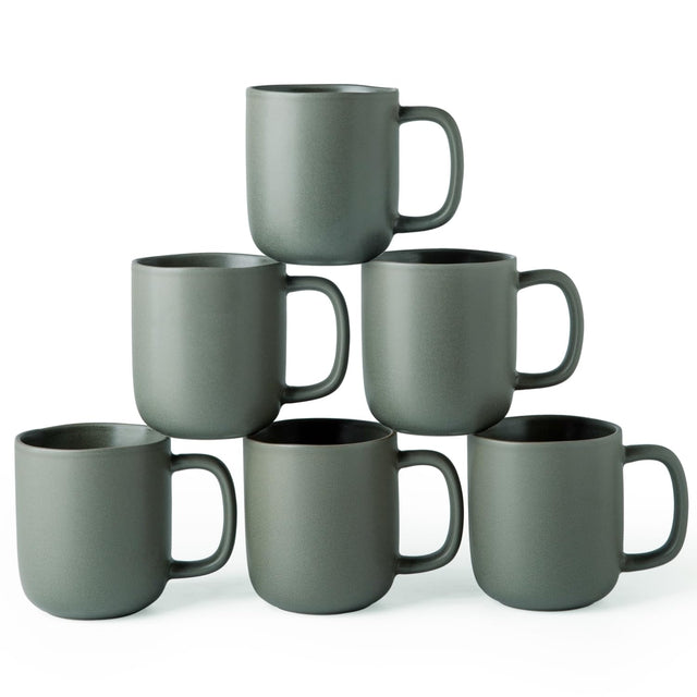 Okate 14oz Ceramic Coffee Mugs – Set of 6, Reactive Glaze