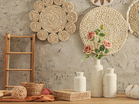 Okate Ceramic Vases Set of 3 – Whitewashed Neutral, Farmhouse Decor