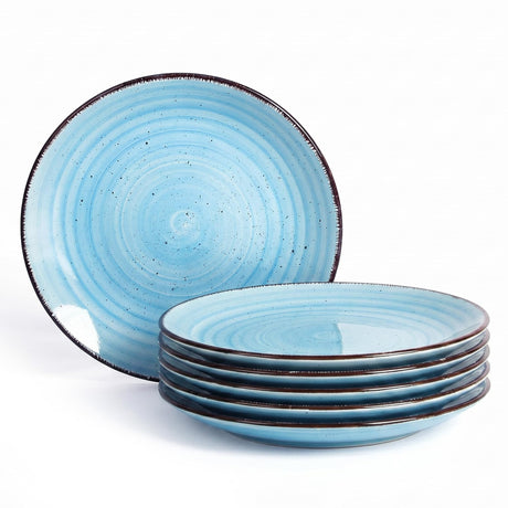 Okate Ceramic Dinner Plates – Set of 6, 10.5 Inch, Blue