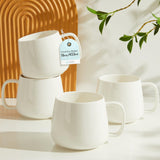 Okate 16oz Stackable Ceramic Coffee Mugs – Set of 4, White