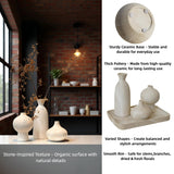 Okate Ceramic Vase Set of 3 – White & Beige, Stone-Look Texture