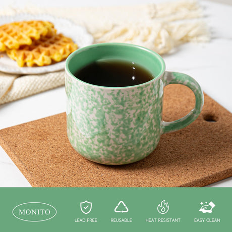 Okate 12oz Ceramic Coffee Mugs – Set of 4, Green