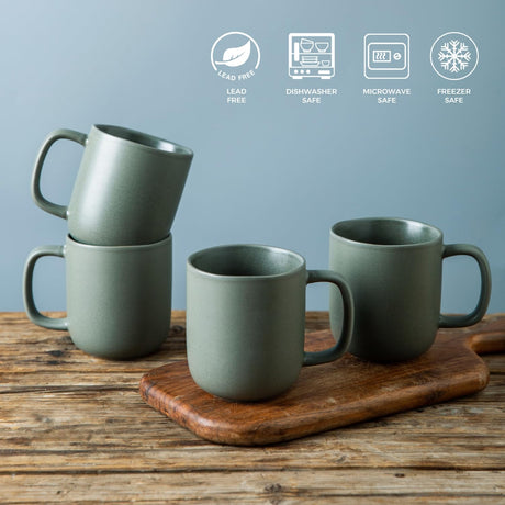 Okate 14oz Ceramic Coffee Mugs – Set of 6, Reactive Glaze