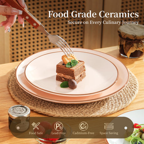 Okate Colorful Ceramic Dessert Plates – Set of 6, 8 Inch, Assorted Colors