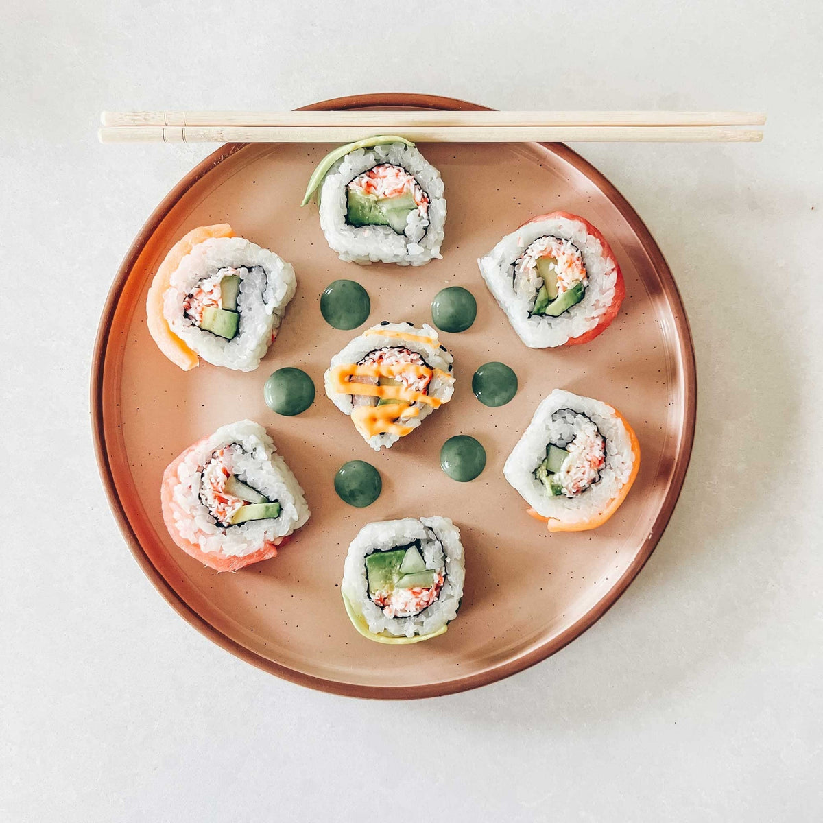Okate Ceramic Flat Plates – Set of 6, 8 Inch, Neutral Colors