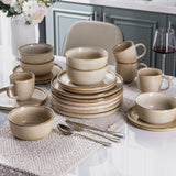 Okate Stoneware Dinnerware Set – Reactive Glaze, Service for 8
