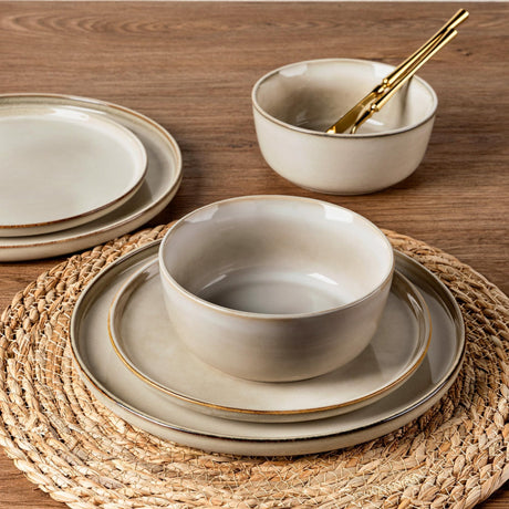Okate Stoneware Dinnerware Set – Reactive Glaze, Service for 8