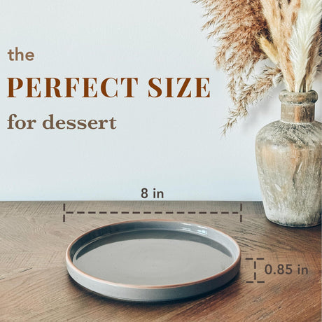 Okate Ceramic Flat Plates – Set of 6, 8 Inch, Neutral Colors