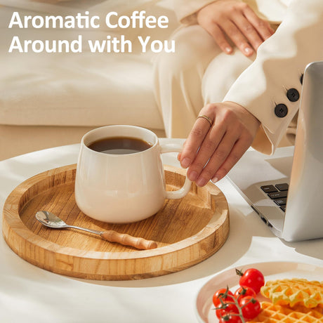 Okate 16oz Stackable Ceramic Coffee Mugs – Set of 4, White