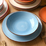 Okate Ceramic Dinner Plates – Set of 6, 10.5 Inch, Blue